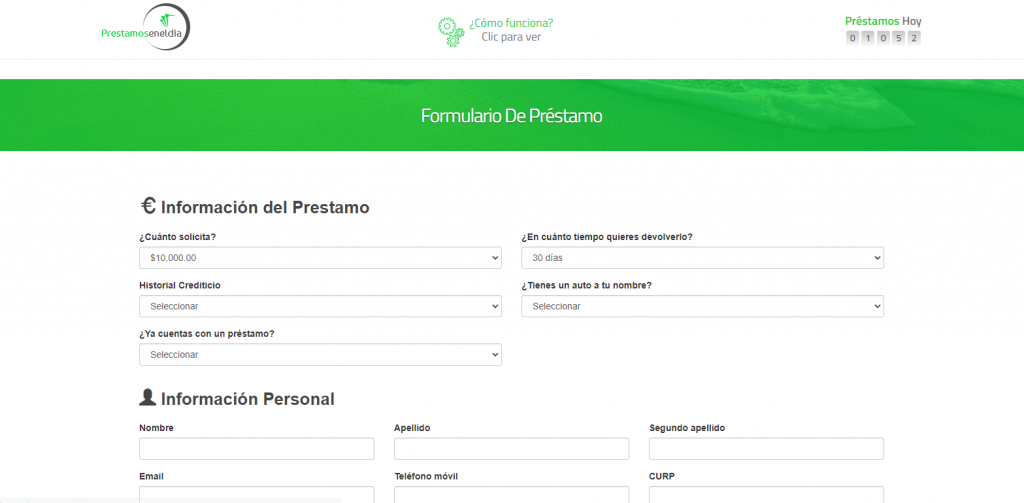 Ingresa tus datos personales al formulario Web del crédito